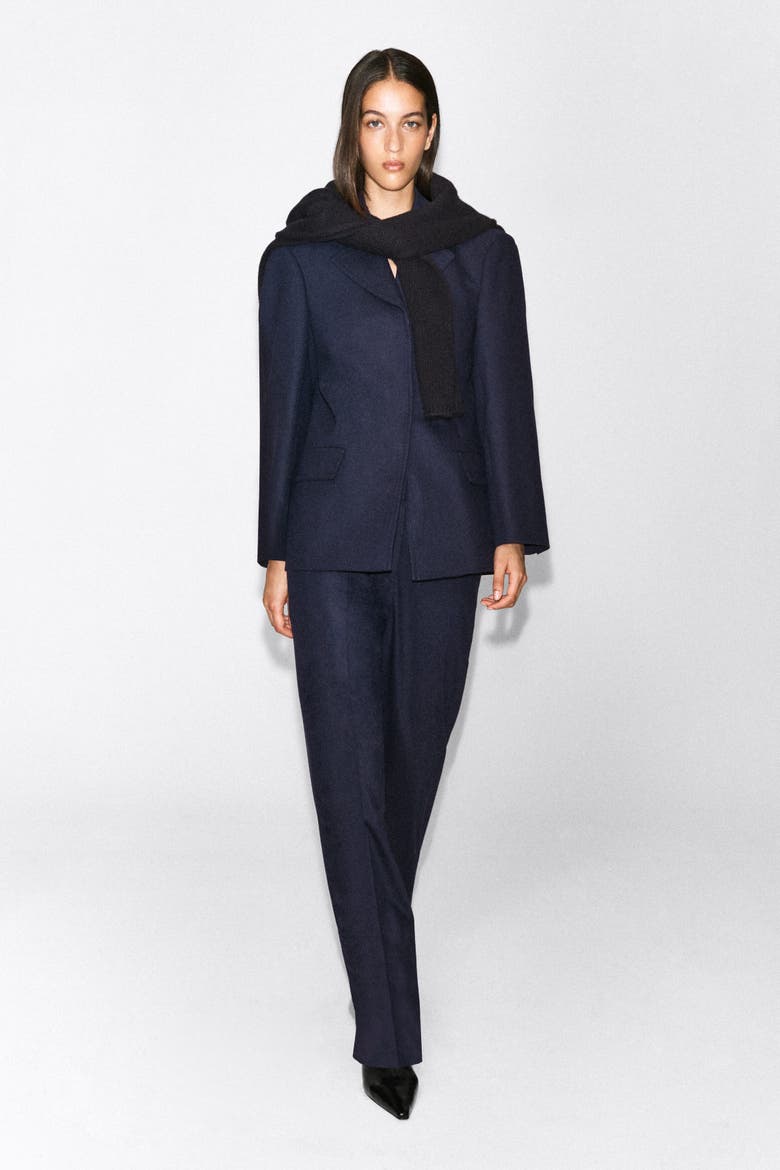 Structured Wool-Blend Blazer, Alternate, color, NAVY