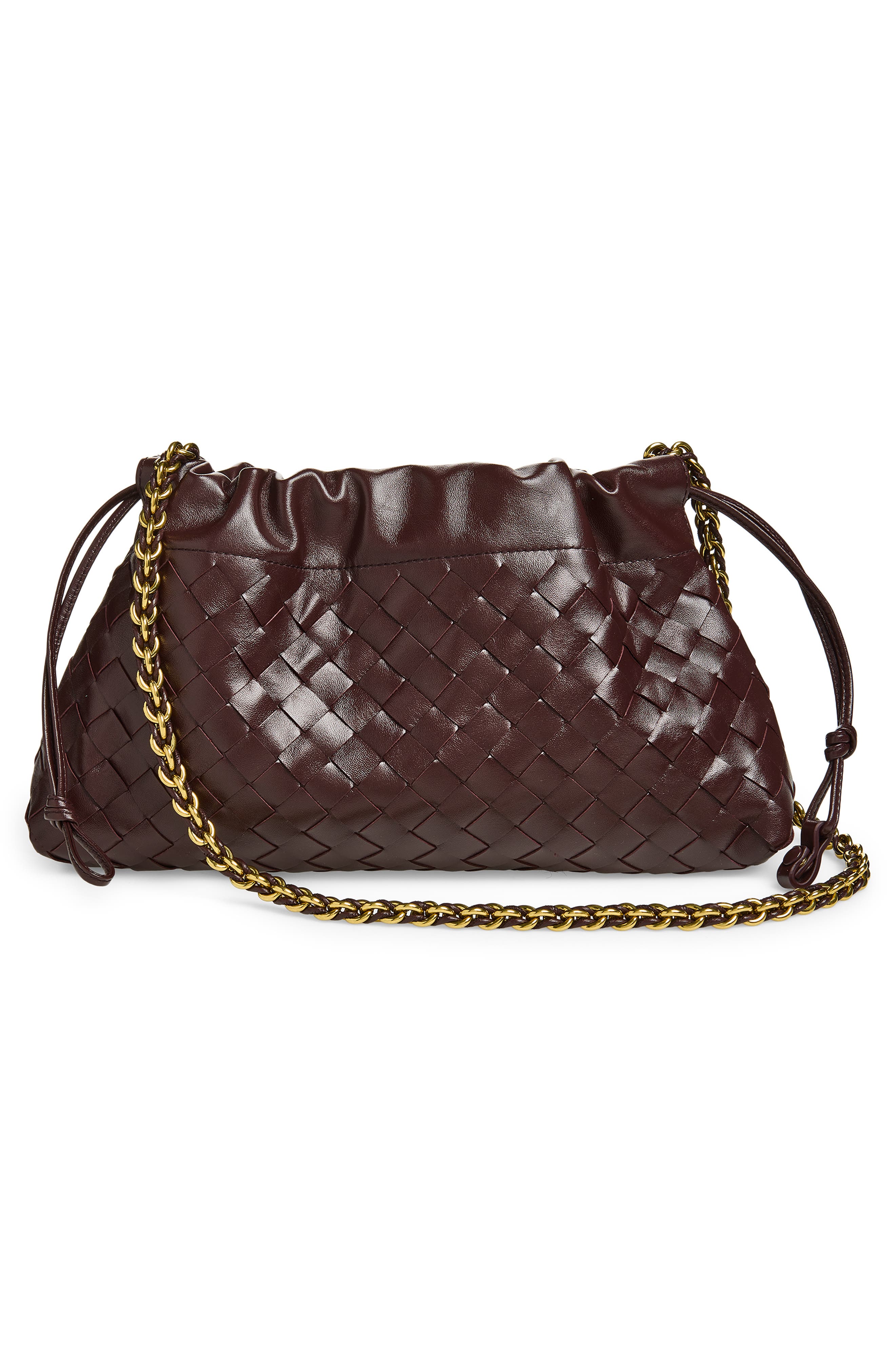 Bottega Veneta Dustbag Intrecciato Leather Shoulder Bag, Alternate, color, 2264 Dark Barolo-M Brass