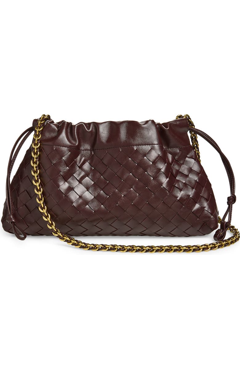 Bottega Veneta Dustbag Intrecciato Leather Shoulder Bag, Alternate, color, 2264 Dark Barolo-M Brass
