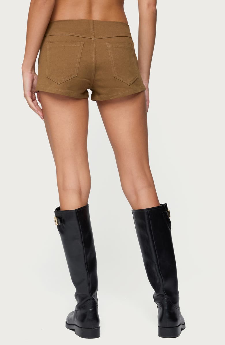 EDIKTED Dinah Low Rise Denim Micro Shorts, Alternate, color, Mocha