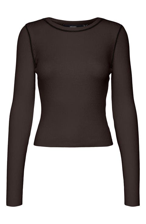 Kara Contrast Piping Long Sleeve Sweater Top