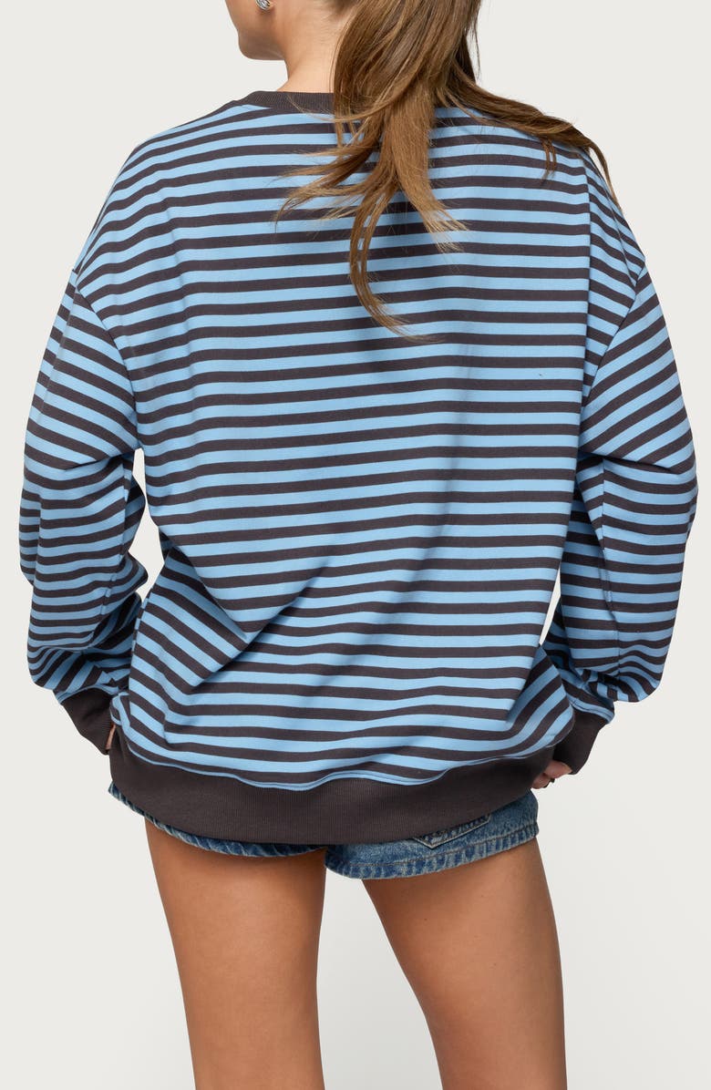EDIKTED Onda Stripe Oversize Sweatshirt, Alternate, color, Blue