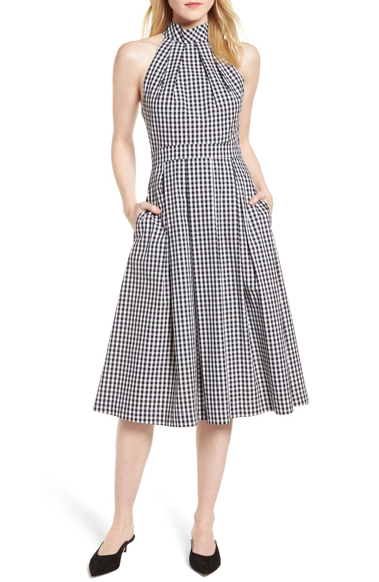 1901 Gingham Halter Dress, Main, color, 