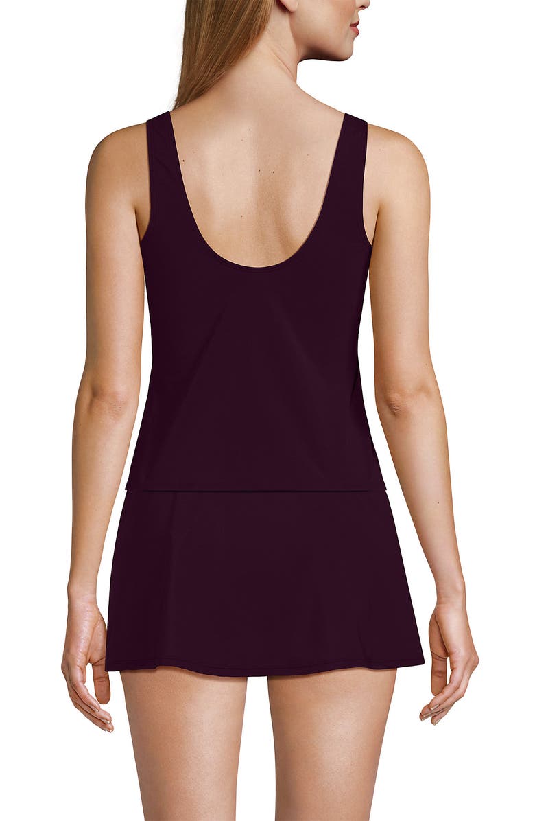 Lands' End Slender Suit Tummy Control Wrap Tankini Swimsuit Top, Alternate, color, Dark Wine