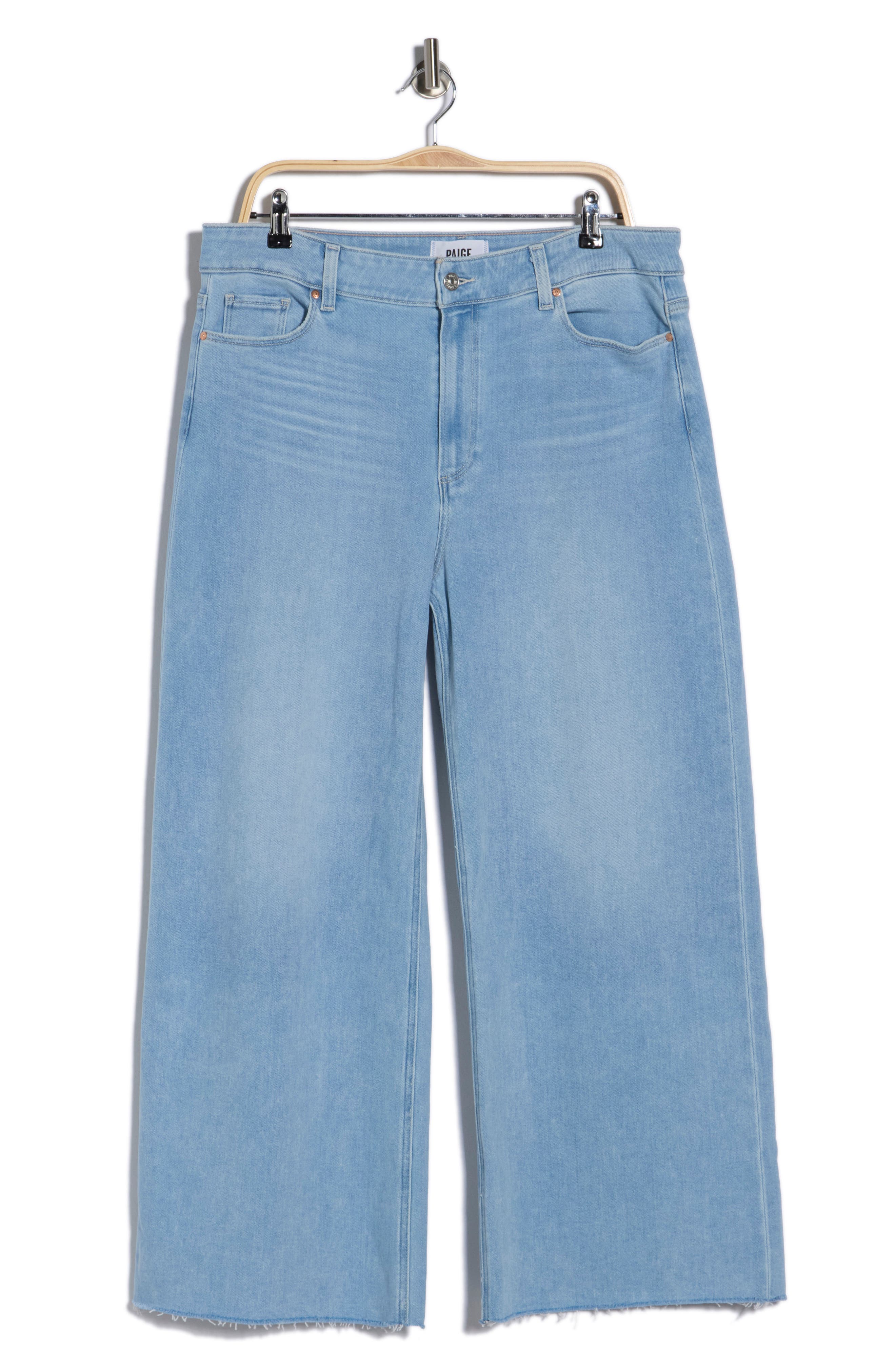 PAIGE Anessa High Waist Raw Hem Ankle Wide Leg Jeans