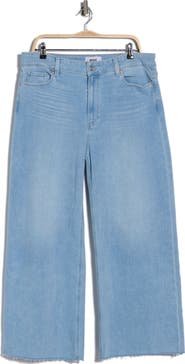 PAIGE Anessa High Waist Raw Hem Ankle Wide Leg Jeans