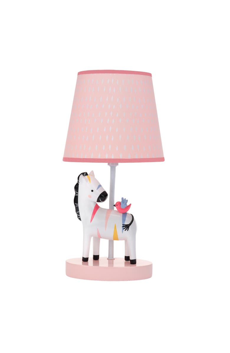 Lambs & Ivy Jazzy Jungle Zebra Nursery Lamp with Shade & Bulb, Main, color, Pink