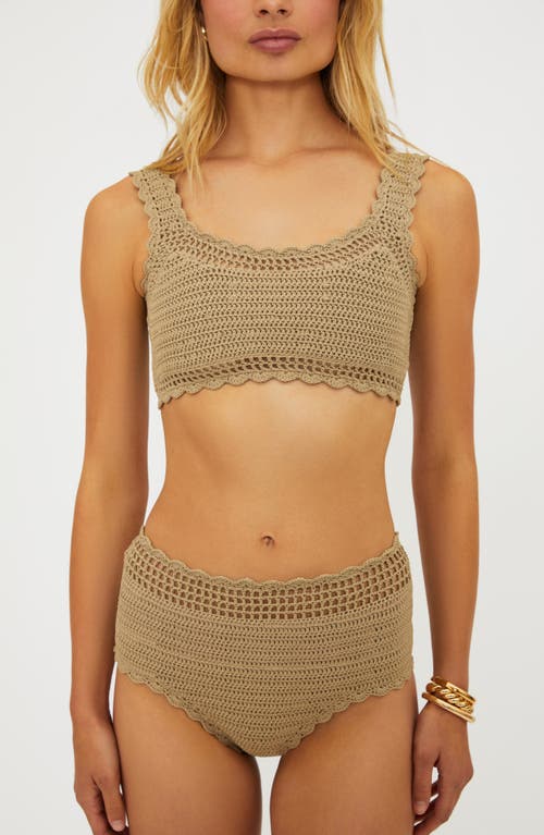 Beach Riot Elliot Crochet Bikini Top In Tan