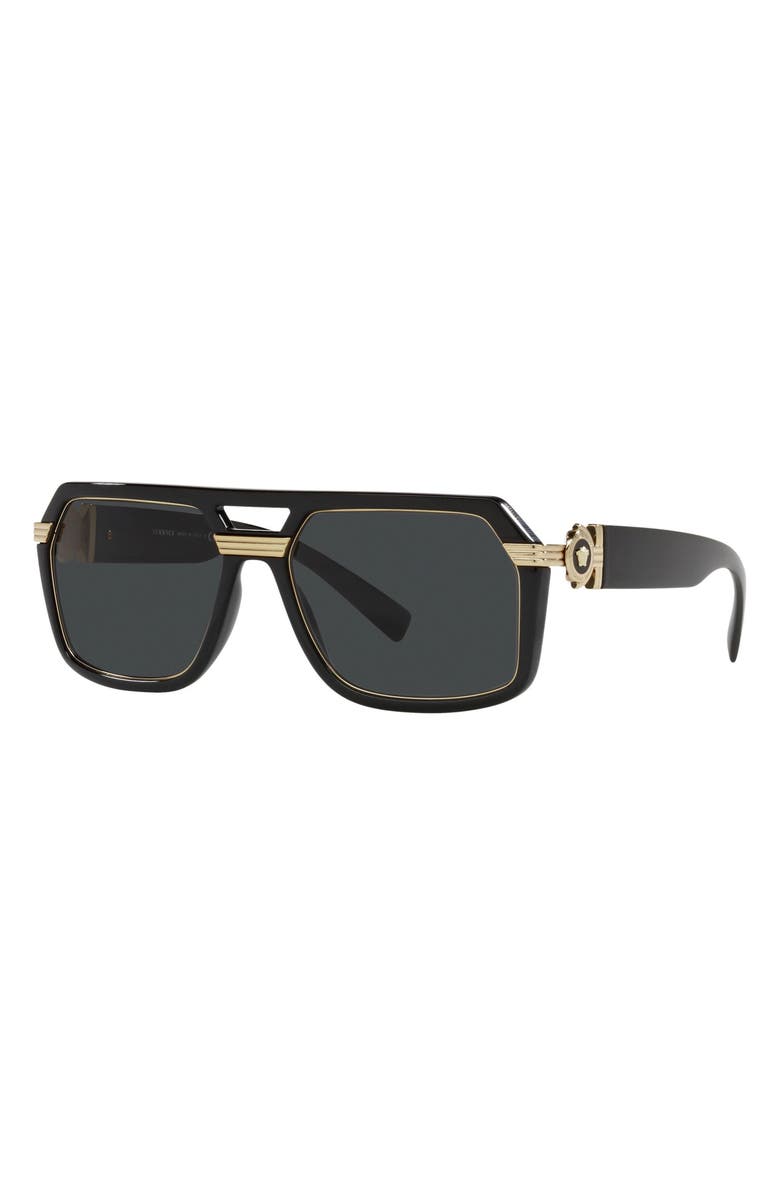 Versace 58mm Aviator Sunglasses, Alternate, color, Black/ Dark Grey