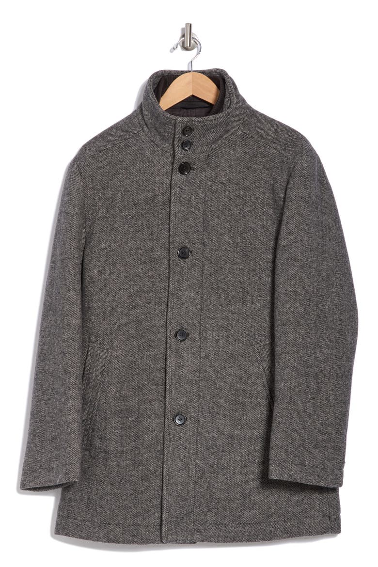 Wool Blend Coat with Quilted Bib, Alternate, color, GREY
