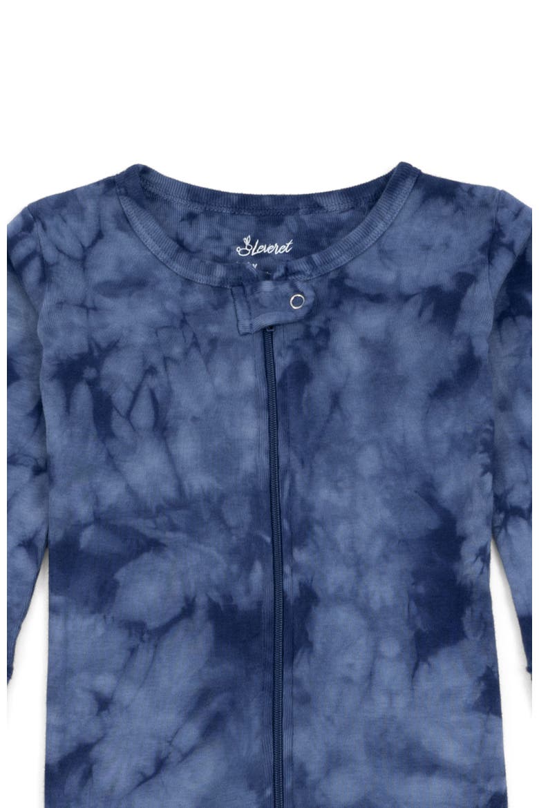 Kids Footed Tie Dye Cotton Matching Family Pajamas, Alternate, color, Tie Dye Navy Mix