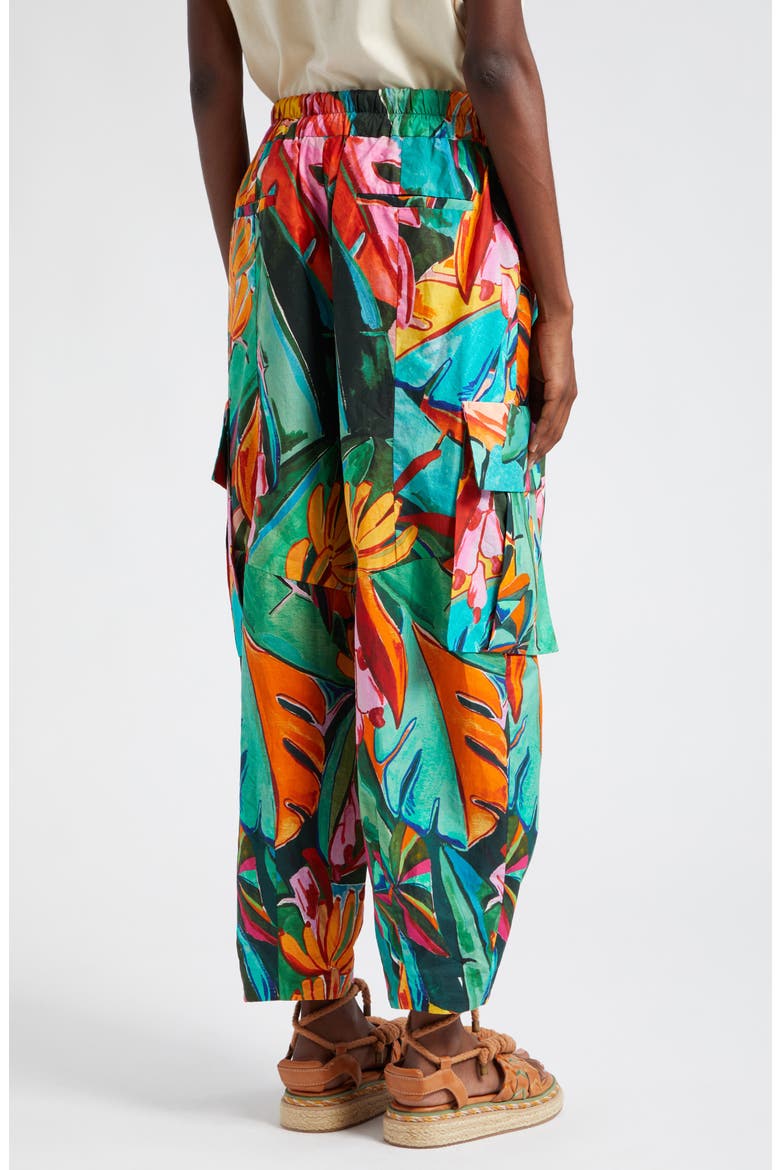 Banana Foliage Drawstring Cargo Pants, Alternate, color, MULTI