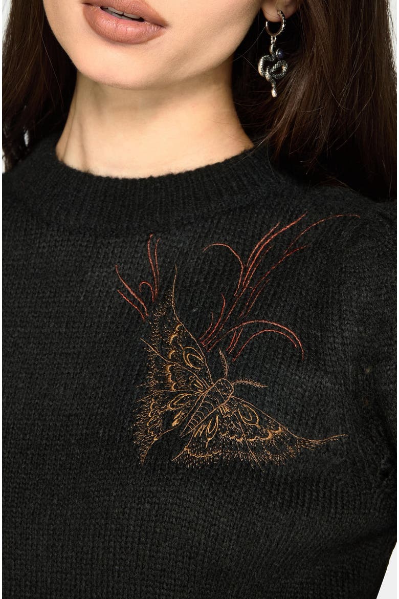 Ember Moth Knit Sweater, Alternate, color, Black