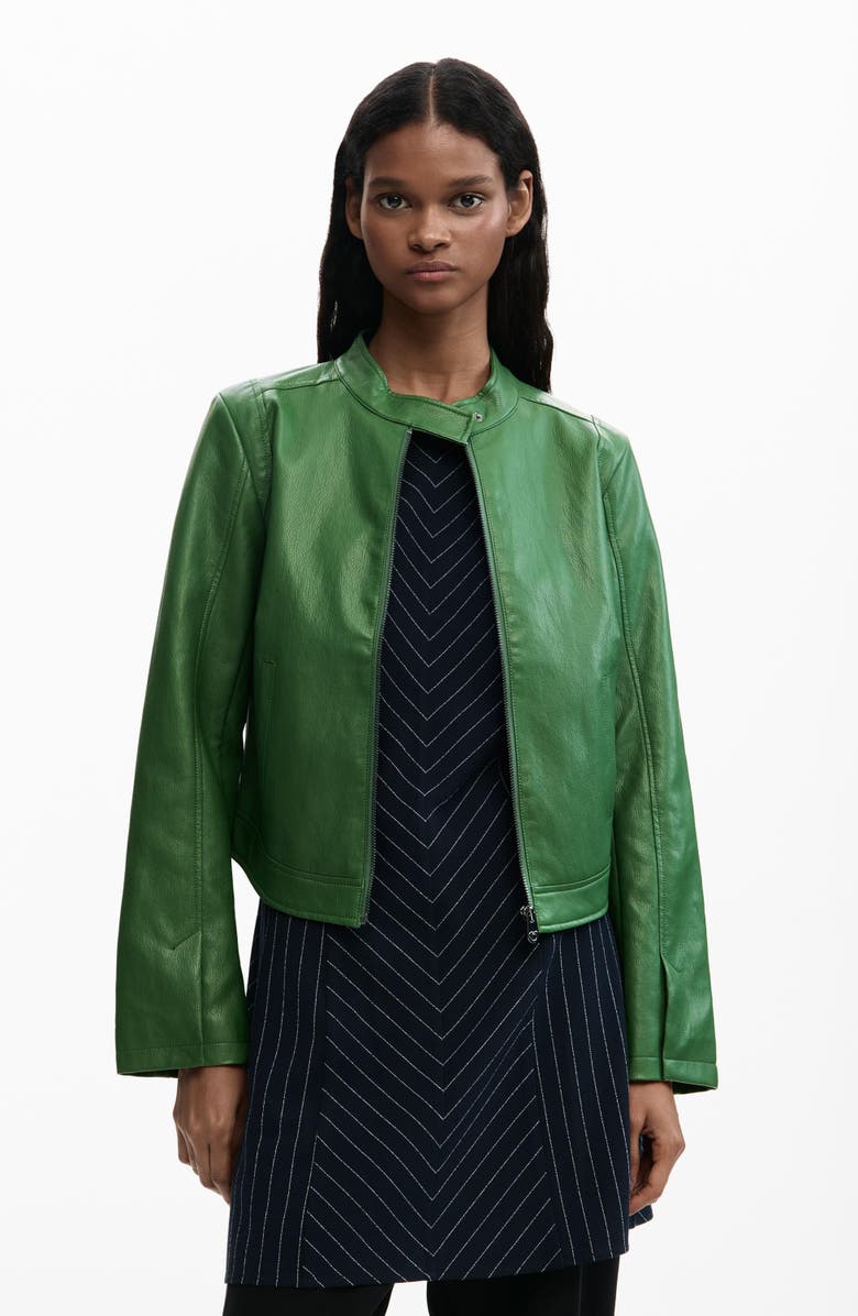 Desigual Faux Leather Jacket, Alternate, color, Green