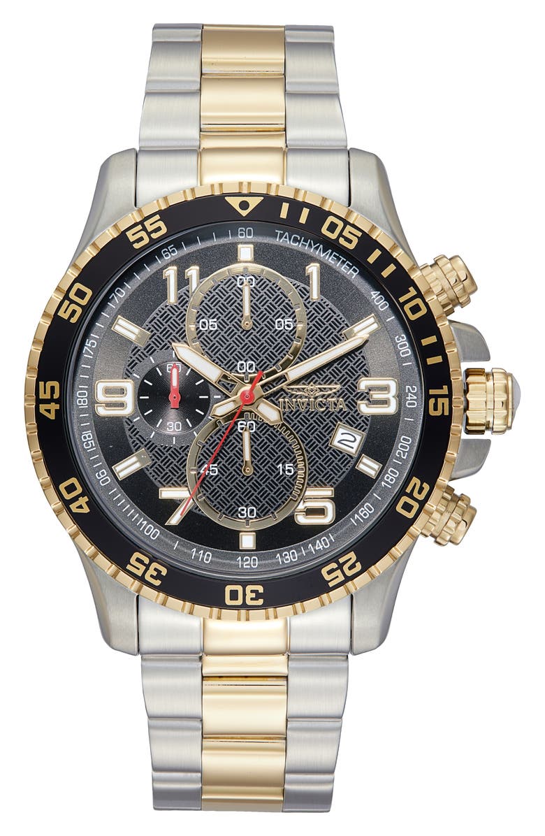 INVICTA Specialty Quartz Two-Tone Bracelet Watch, 45mm x 13mm, Main, color, Black
