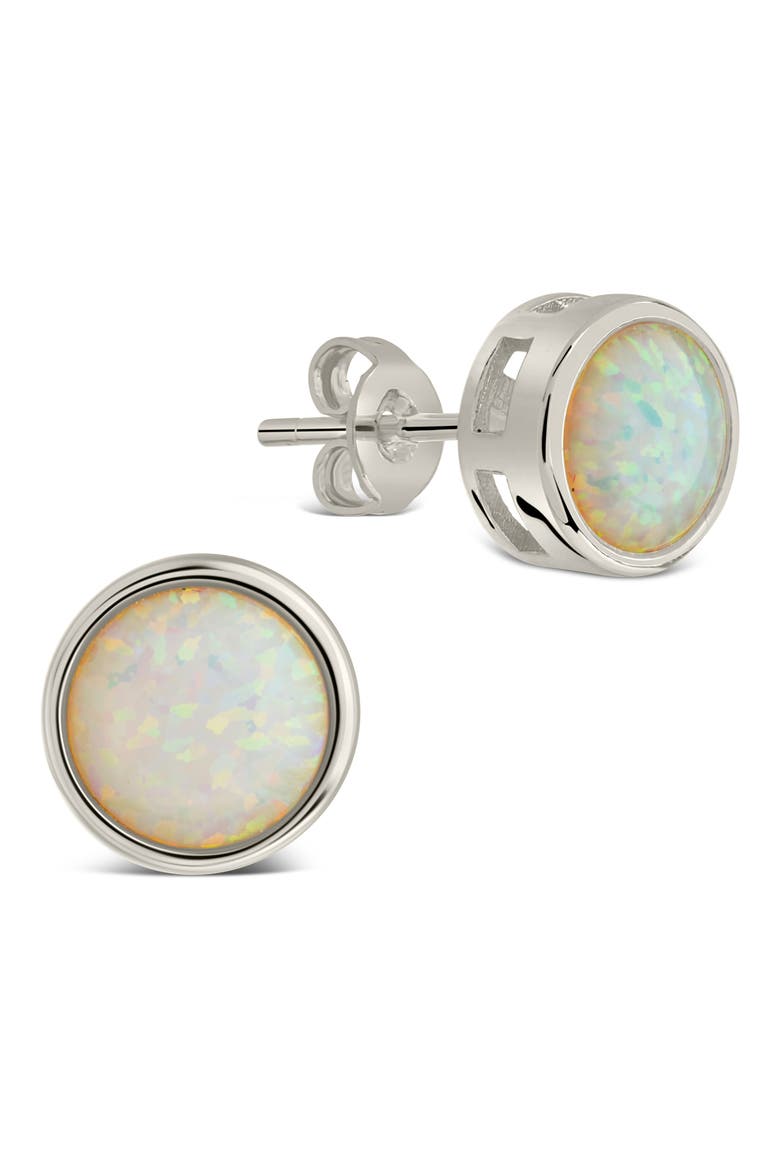 Paxe Created Opal Stud Earrings, Main, color, SILVER