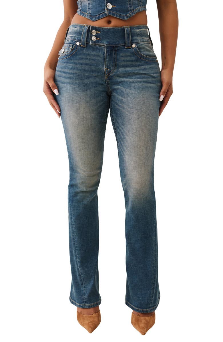 True Religion Joey Low Rise Twisted Seam Flare Leg Jeans, Main, color, Radiant Pearl