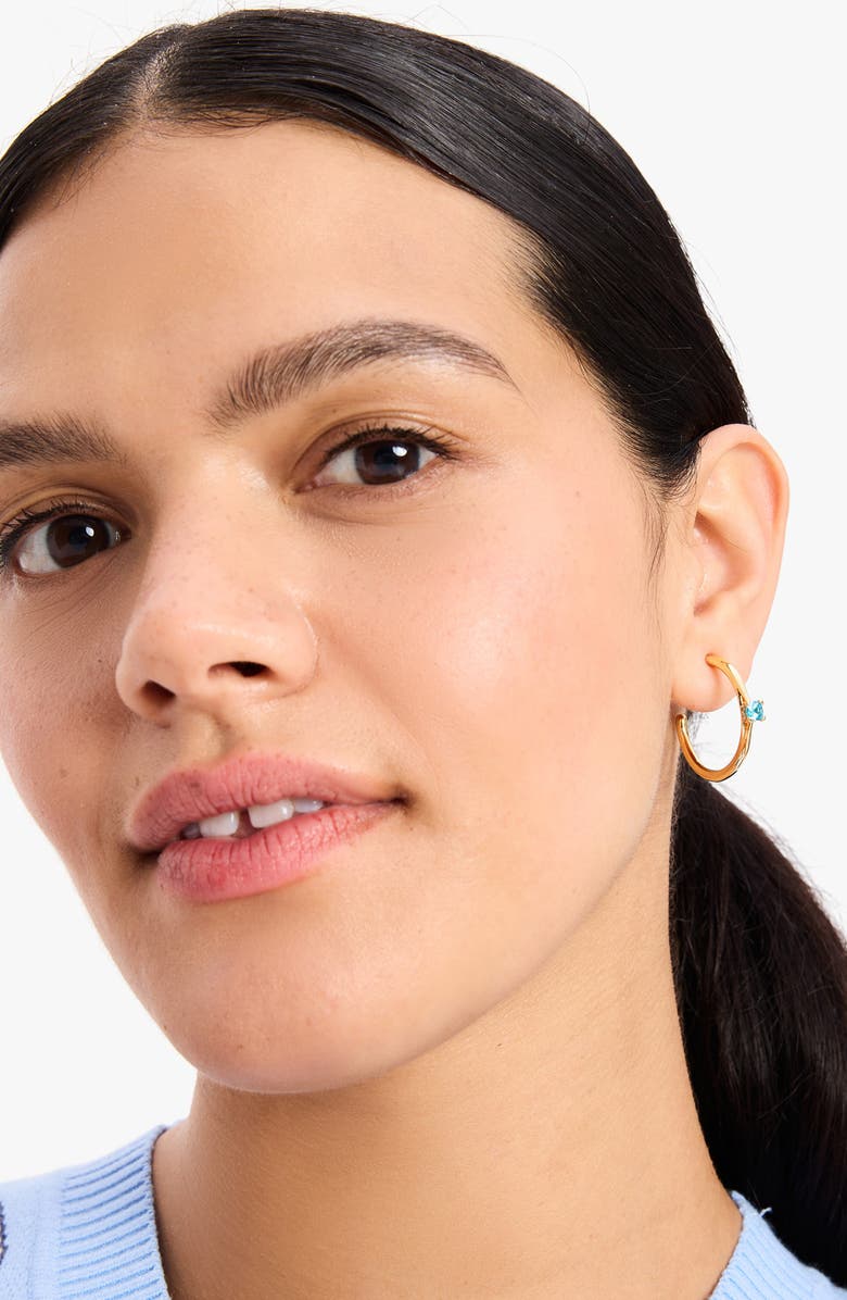Kate Spade New York cubic zirconia hoop earrings, Alternate, color, Aqua Multi