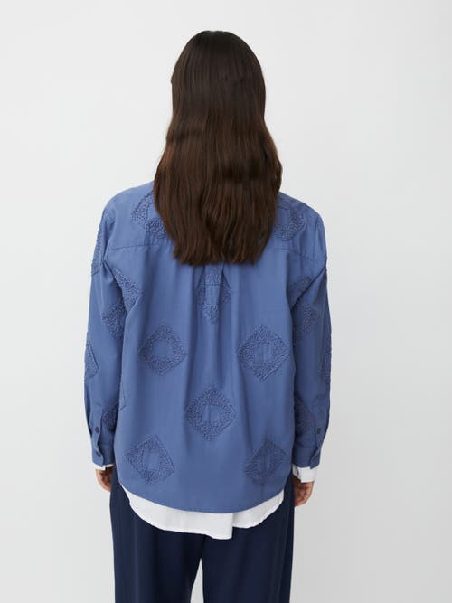 Masai Copenhagen 100% Cotton Long Sleeve Collared Shirt In Blue