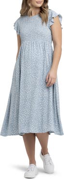Ripe Maternity Ava Floral Shirred Midi Maternity Dress