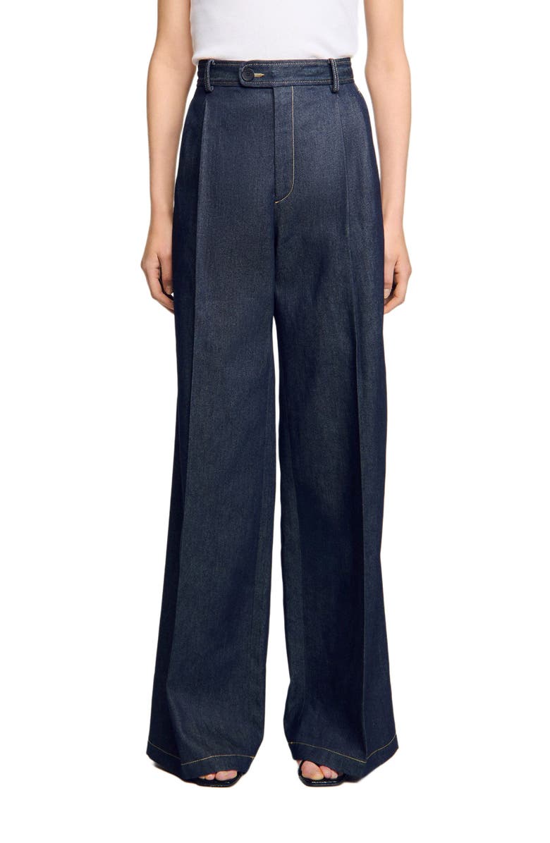 SANDRO Denim suit trousers, Alternate, color,