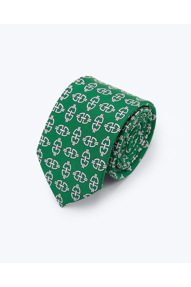 Checkerlinks Printed Silk Tie, Main, color, Green