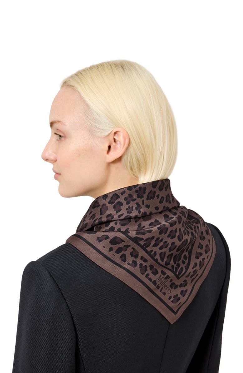 Mulberry Square Scarf - Leopard, Alternate, color, Ebony