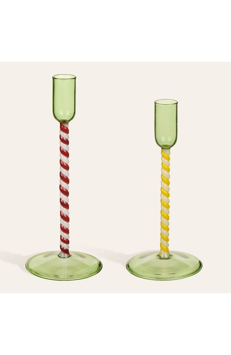 Zsa Zsa Zsu Henan Borosilicate Glass Candlestick 2 Pcs Set, Main, color, Red