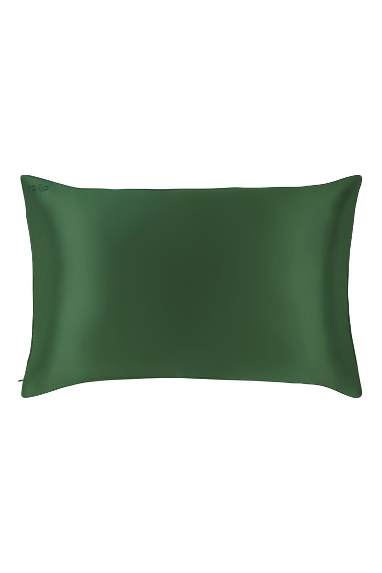 Pure Silk Queen Pillowcase, Alternate, color, MOSS GREEN