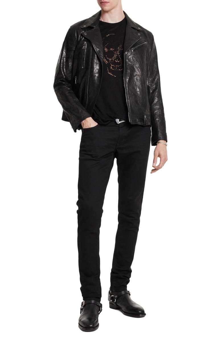 John Varvatos Embroidered Linen Blend T-Shirt, Alternate, color, 