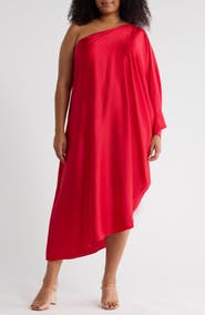 Renee C One-Shoulder Satin Dress