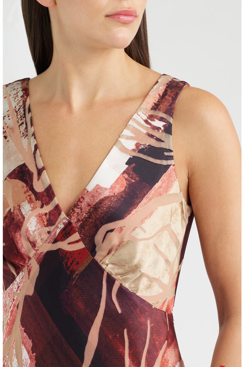 Floral Mixed Print Satin Dress, Alternate, color, DESERT CLAY