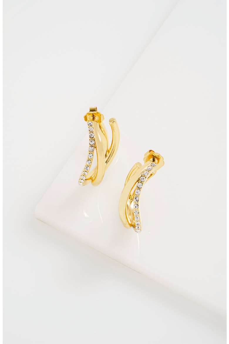 Large Wayva Pavé Crystal Hoop Earrings, Alternate, color, GOLD TONE / CLEAR CRYSTAL