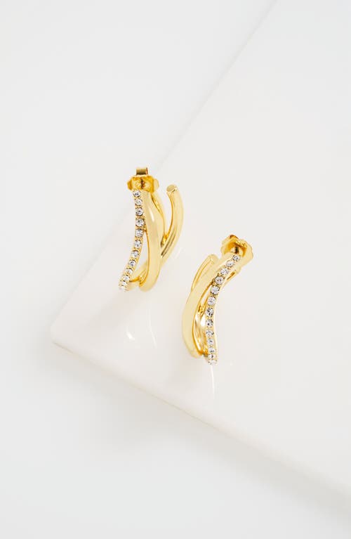 Ted Baker Large Wayva Pavé Crystal Hoop Earrings In Gold