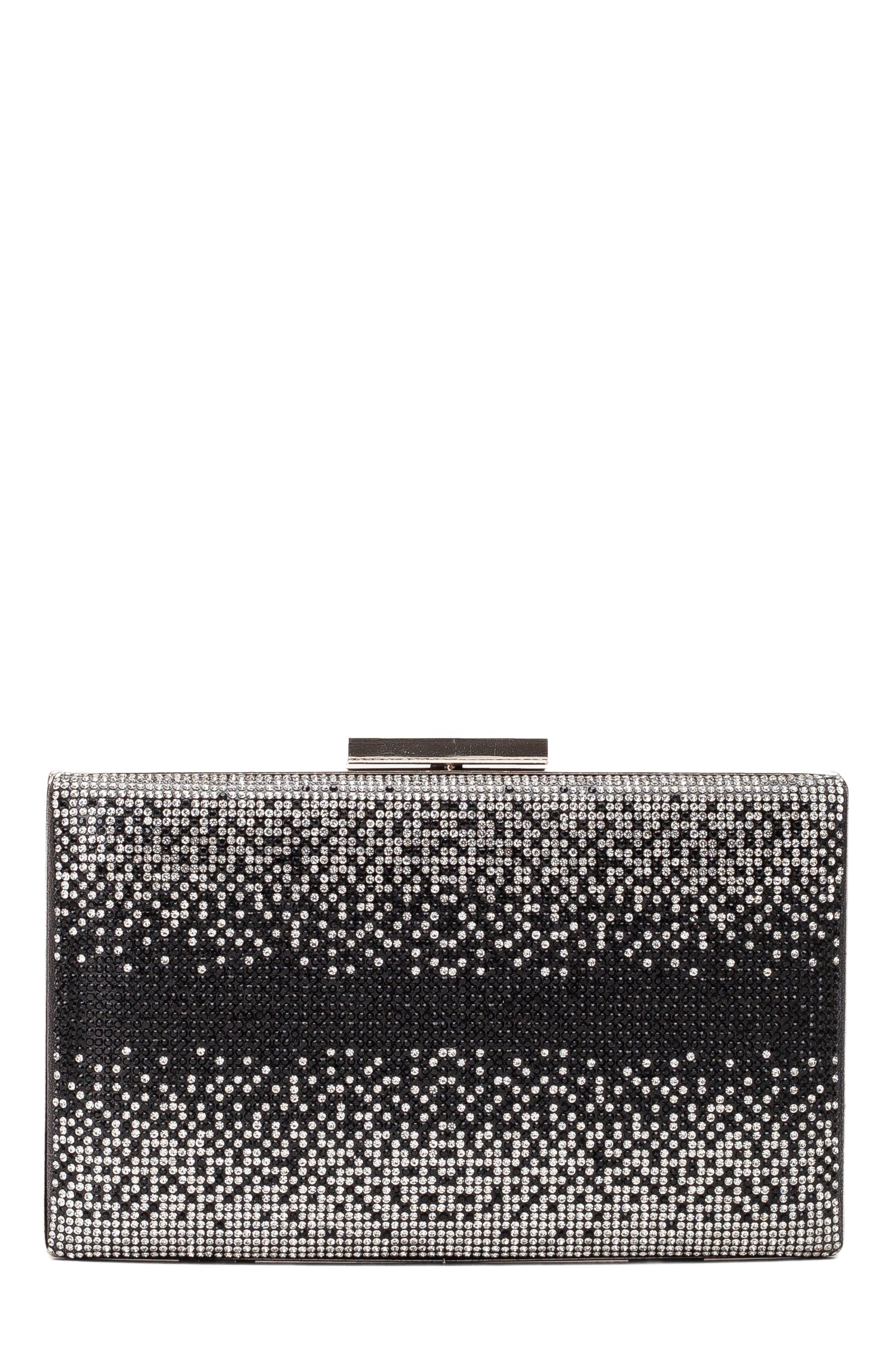 Forever & Always Shoes Clara Evening Clutch, Main, color, Black Silver Glitter