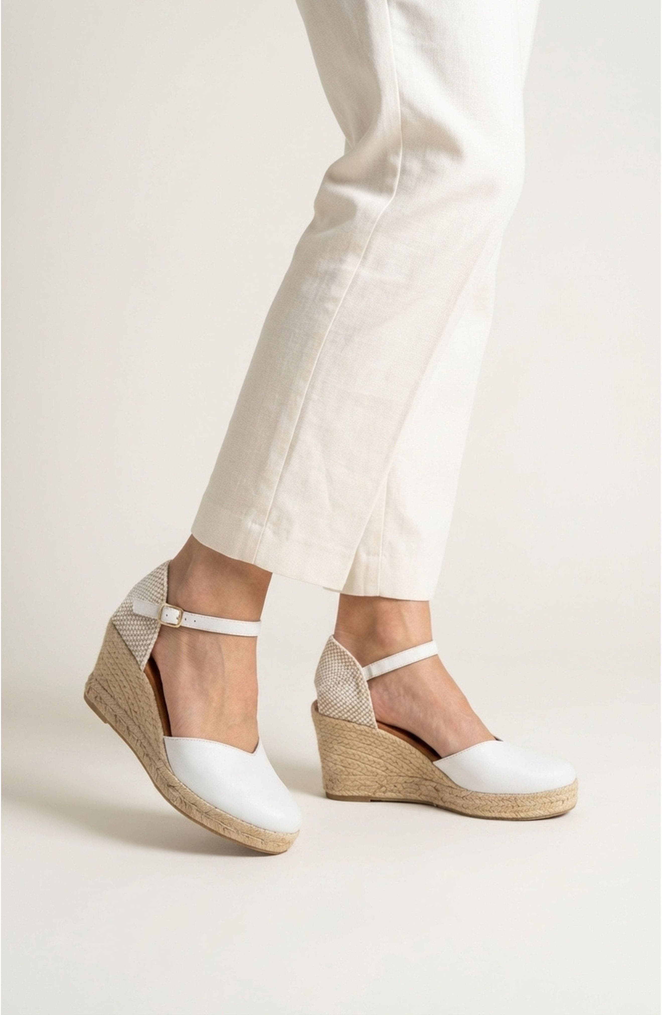 Menina Step Jimena Medium-Strap Espadrille, Alternate, color, White
