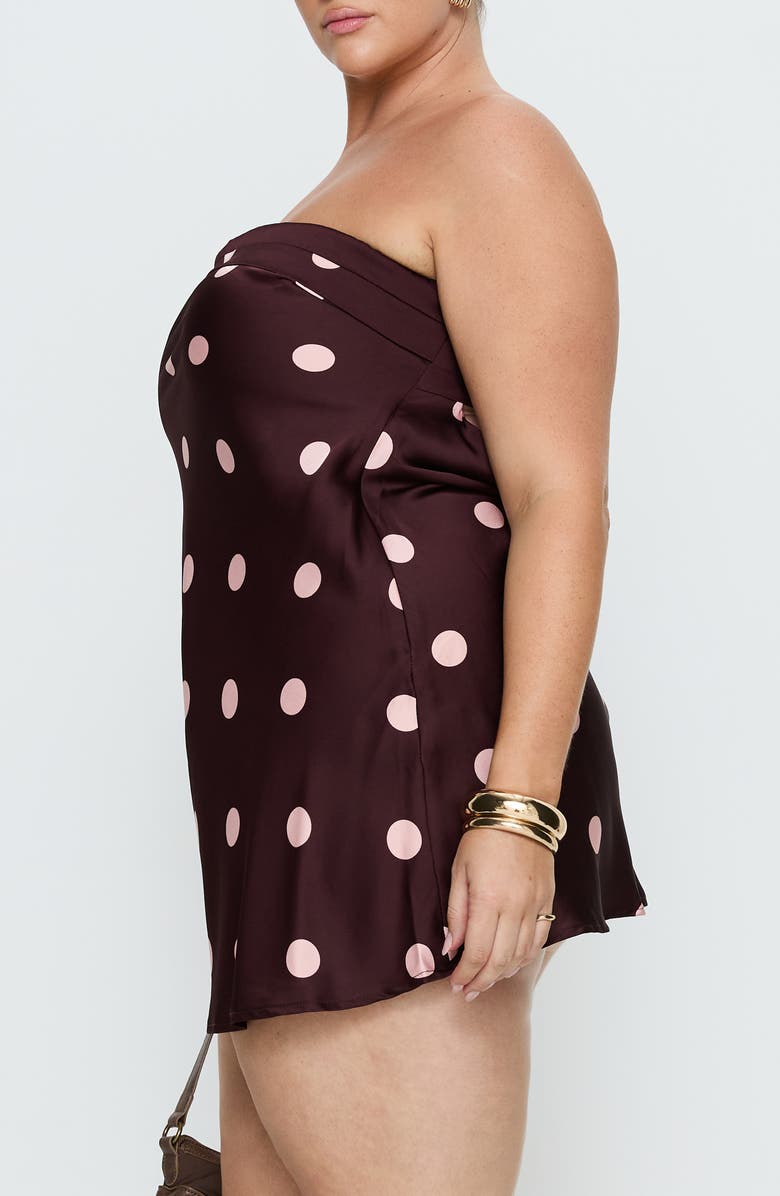 Princess Polly Phillipa Polka Dot Foldover Strapless Satin Minidress, Alternate, color, 