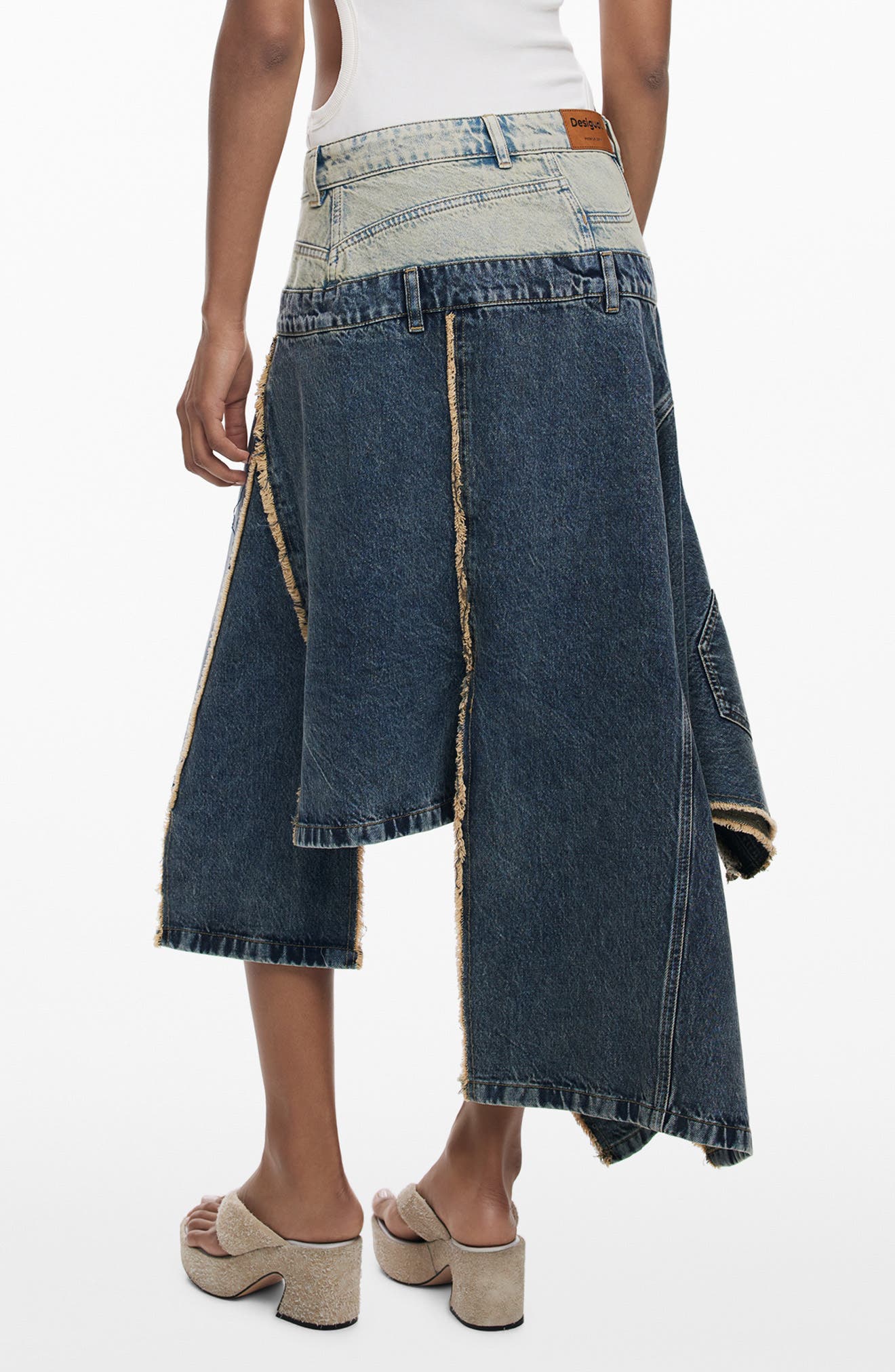 Two Tone Ruffle Denim Skirt - image 2