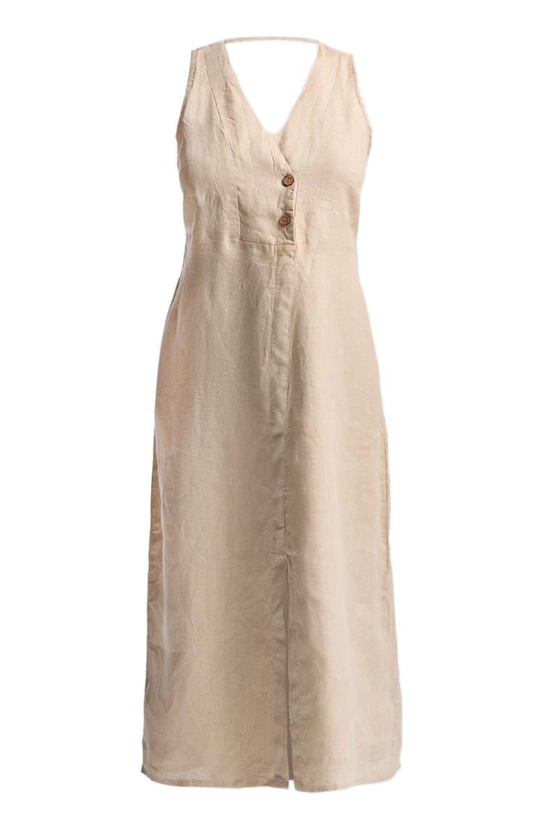 Reistor Straight Dress with Front Slit in Neutral Beige Hemp, Alternate, color, Neutral