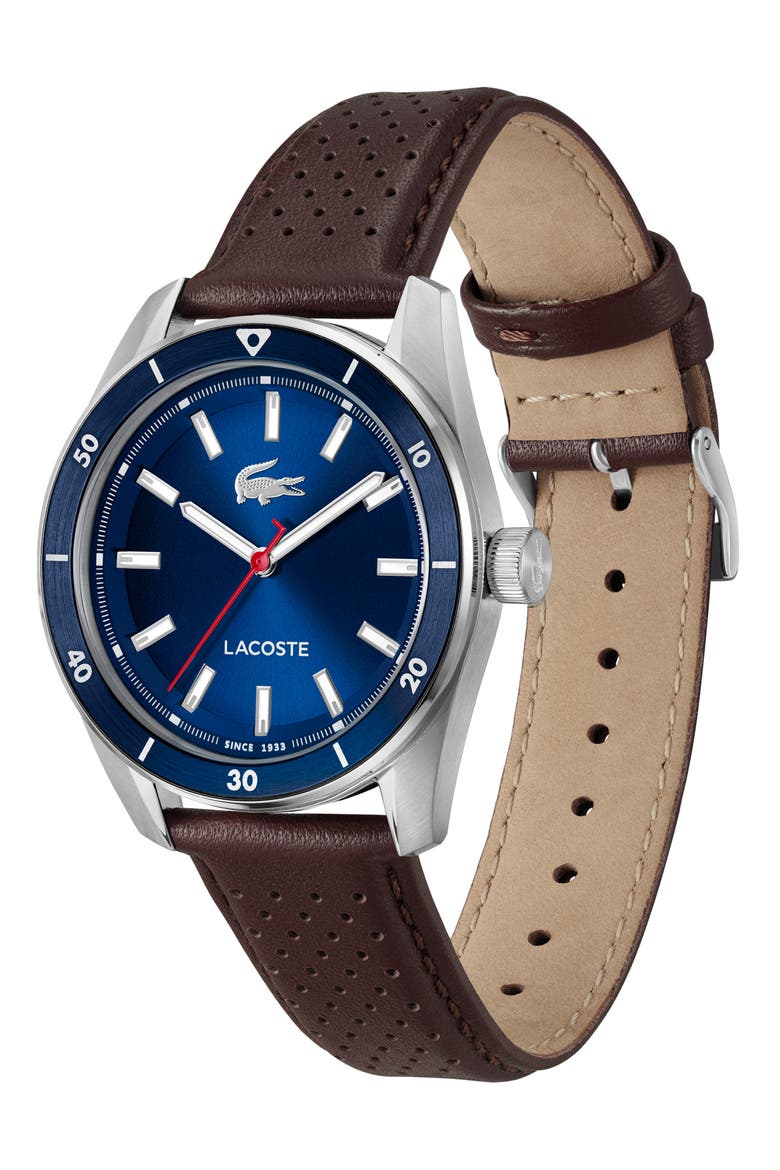 Boston Leather Strap Watch, 39mm, Alternate, color, BROWN