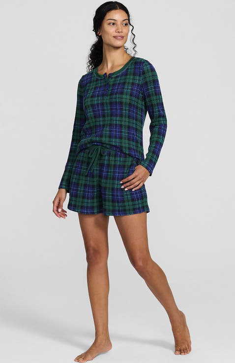 Brushed Cozy Waffle 2 Piece Pajama Set - Long Sleeve Top And Shorts