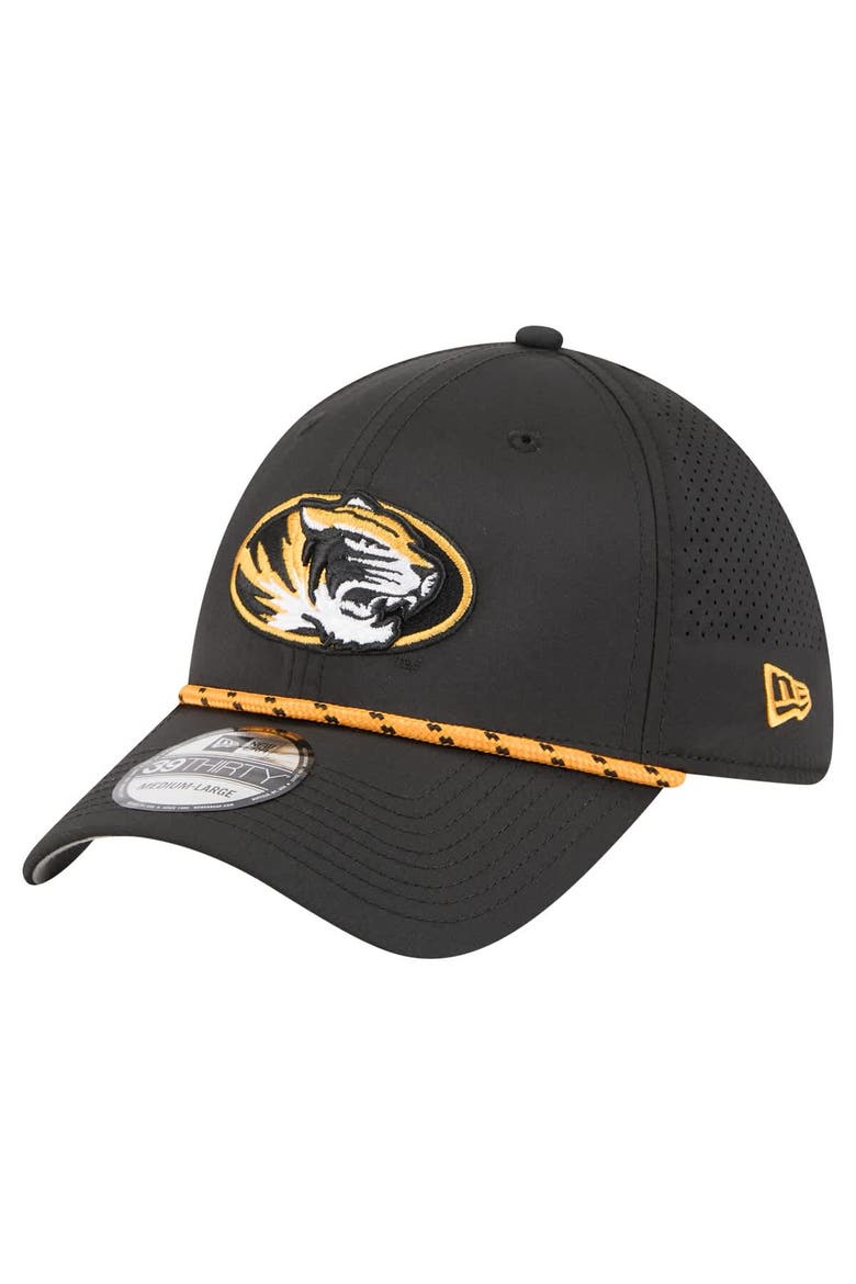 Men's New Era  Black Missouri Tigers Rope 39THIRTY Flex Hat, Main, color, Black