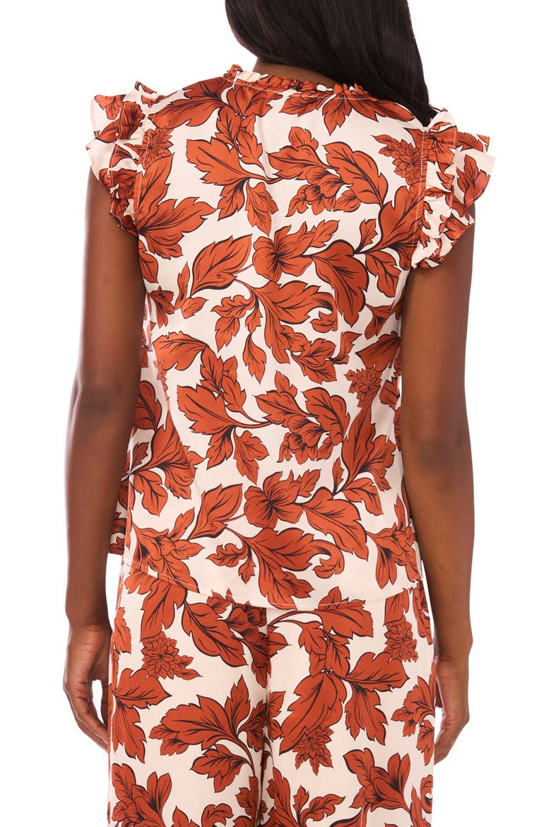 Floral Flutter Sleeve Satin Top, Alternate, color, PEACH WHIP