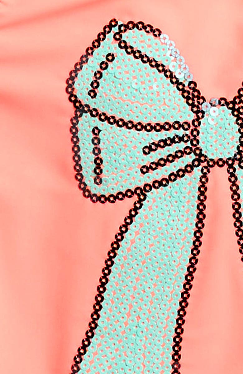 Flapdoodles Kids' Sequin Bow One-Piece Swimsuit, Alternate, color, Coral
