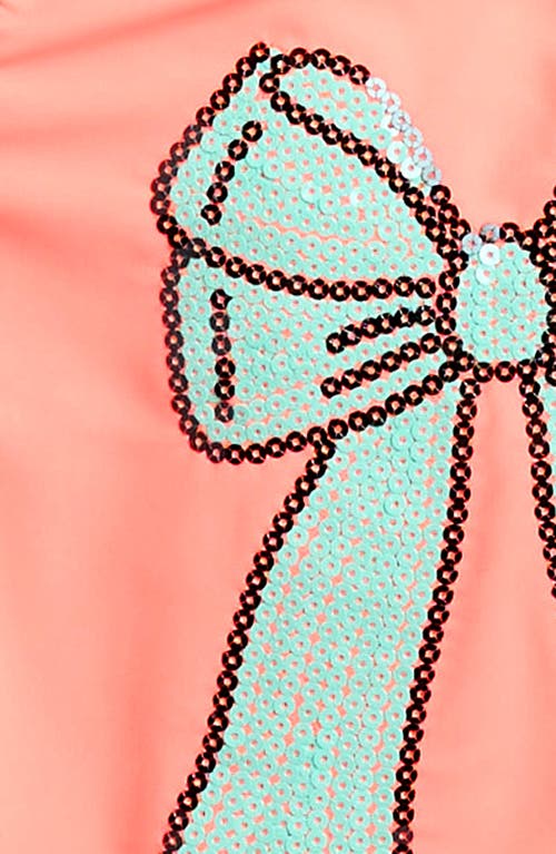 Flapdoodles Kids' Sequin Bow One-piece Swimsuit In Coral