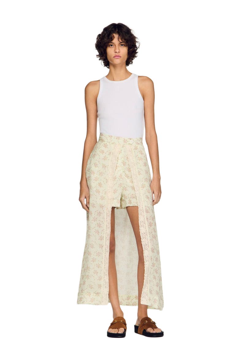 Floral print maxi skort, Main, color, Pink / green