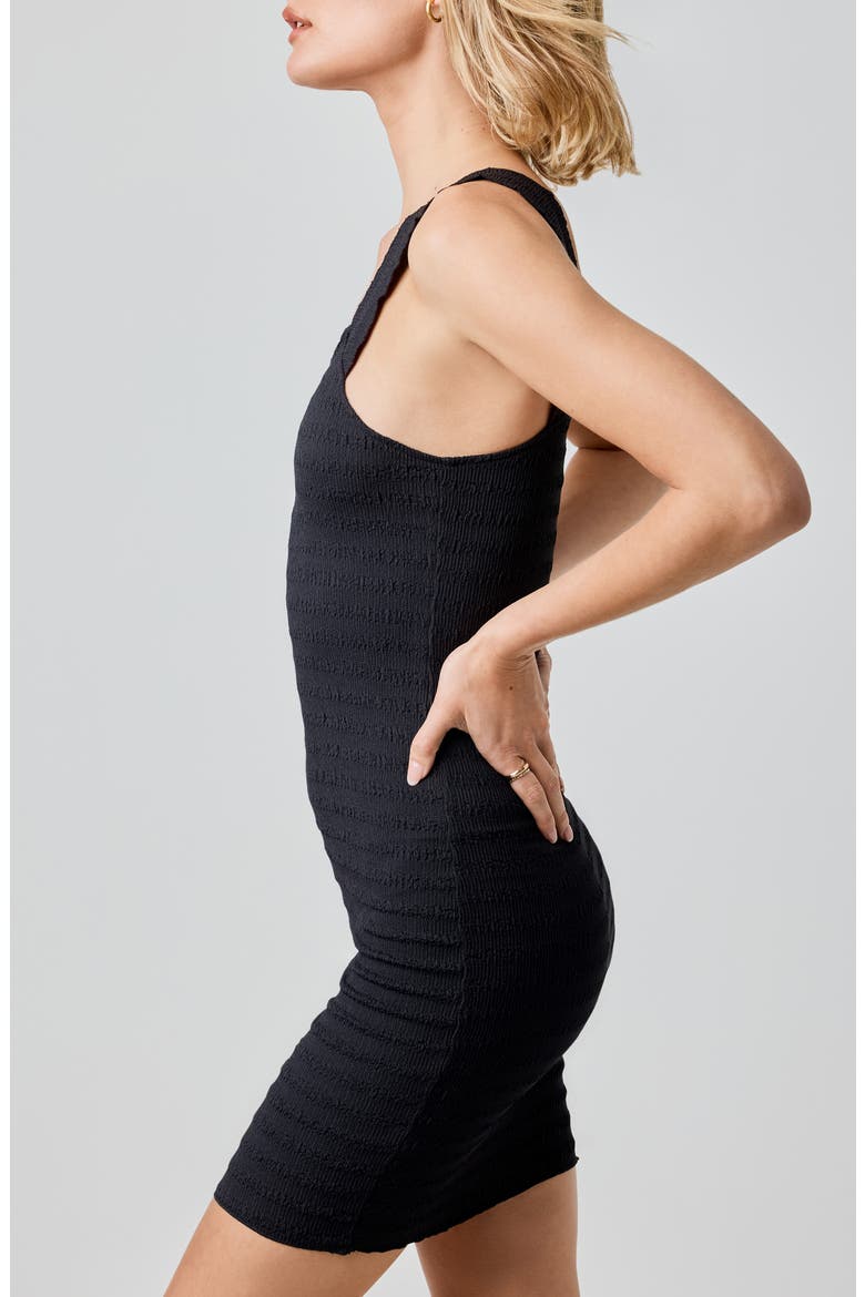 Seersucker Minidress, Alternate, color, BLACK