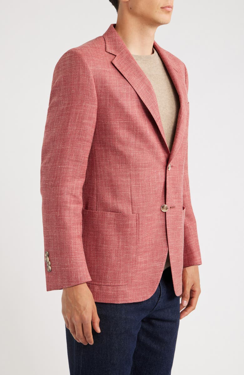 Peter Millar Hyperlight Soft Red Slub Wool & Silk Blend Sport Coat, Alternate, color, Pink