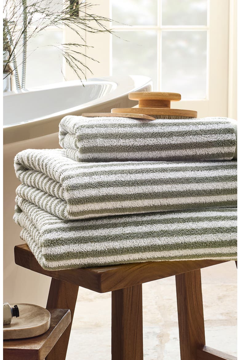 Portobello Stripe Coastal Inspired Bath Sheets, Alternate, color, Sage