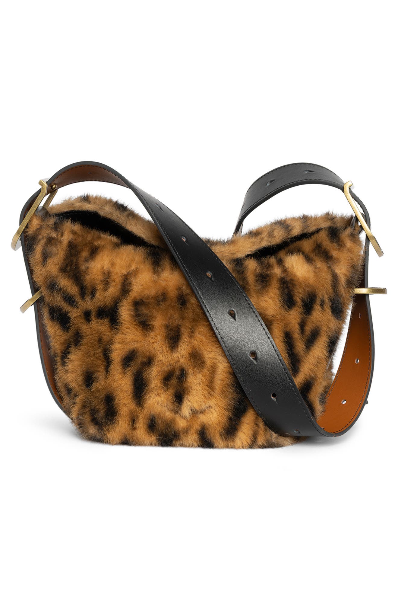 Zadig 
Voltaire Baby Jane Leo Faux Fur Shoulder Bag, Alternate, color, Cognac